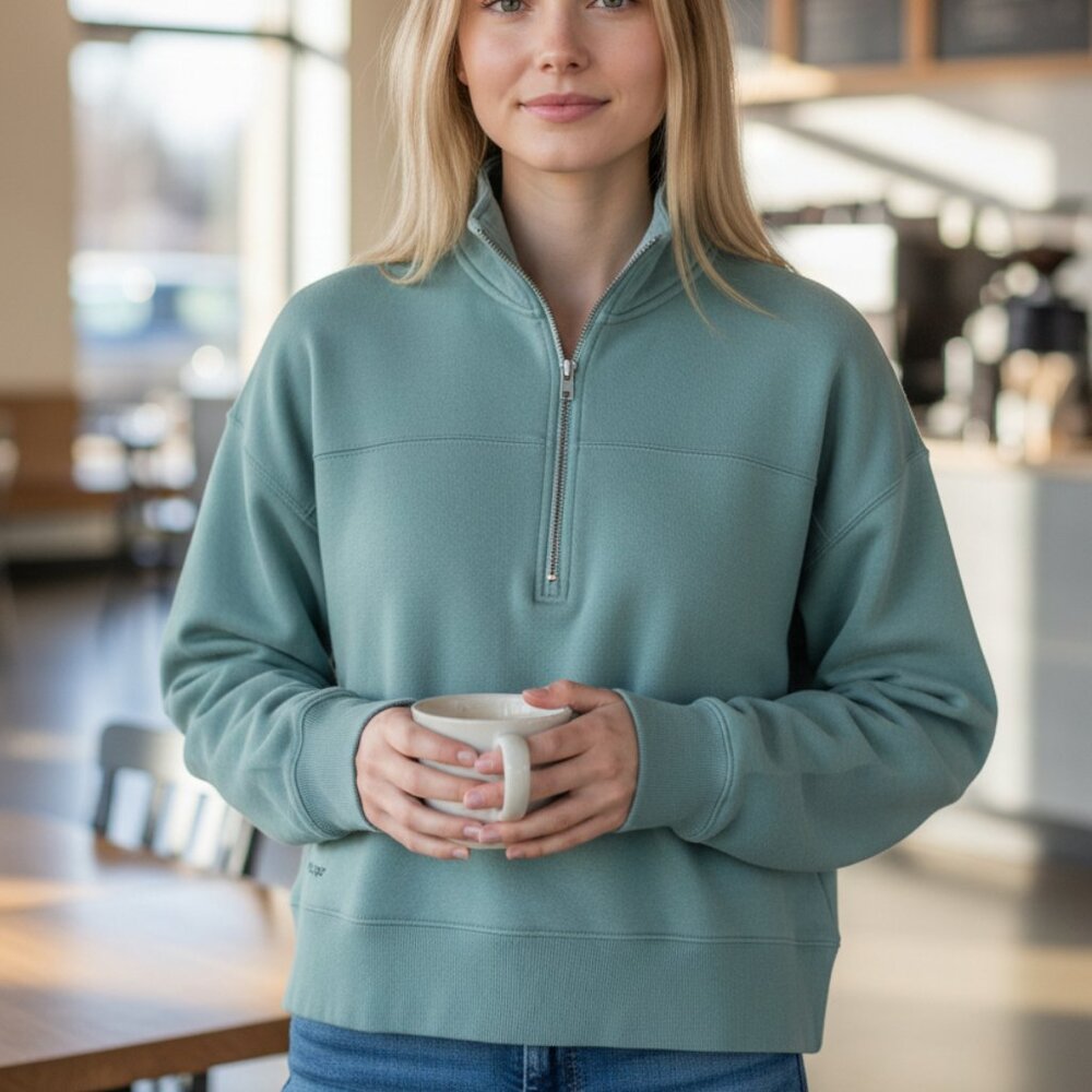 Life is Good W's Solid French Terry Boxy Quarter Zip